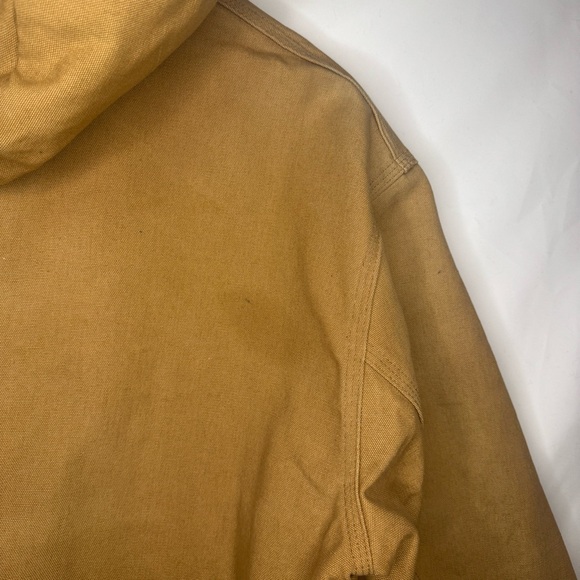 Carhartt Vintage Active Duck Hooded Bomber Jacket Coat Tan Camel Size Large - Picture 8 of 10